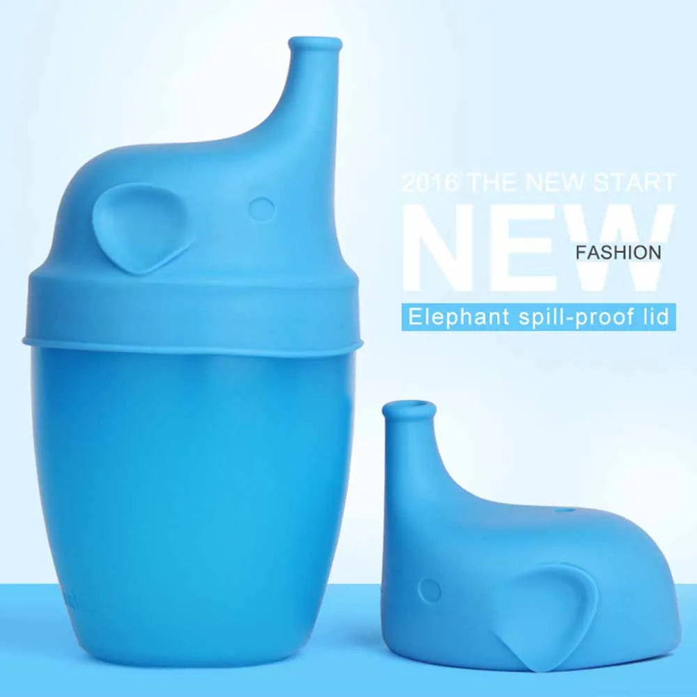 Silicone Elephant Sippy Cup Lids Reusable Cup Cover Spillproof Anti Overflow Baby Children Drinking Tools Cute Water Cup Cover